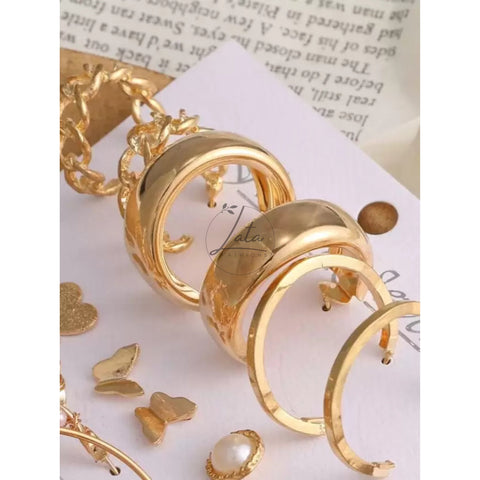 LATAFASHIONS Stylish Trendy Earrings Set Golden color