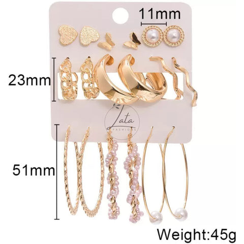 LATAFASHIONS Stylish Trendy Earrings Set Golden color