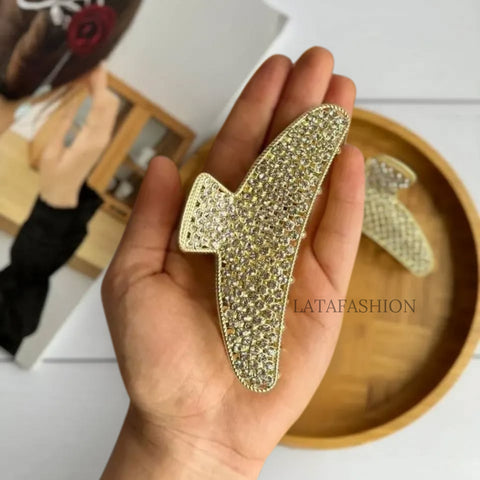 LATAFASHIONS   Golden Stone Hair Claw Clip - Premium Hair Accessory by Lata Fashion