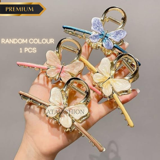 LATAFASHIONS  Butterflyy Metal Hair Claw Clips, Large Golden Decorative Strong Hold Hair Clamps, Elegant Non Slip Hair Clamps Stylish Hair Clutch for Women Girls