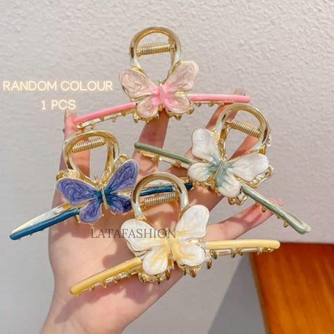 LATAFASHIONS  Butterflyy Metal Hair Claw Clips, Large Golden Decorative Strong Hold Hair Clamps, Elegant Non Slip Hair Clamps Stylish Hair Clutch for Women Girls