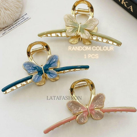 LATAFASHIONS  Butterflyy Metal Hair Claw Clips, Large Golden Decorative Strong Hold Hair Clamps, Elegant Non Slip Hair Clamps Stylish Hair Clutch for Women Girls