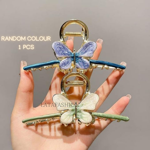 LATAFASHIONS  Butterflyy Metal Hair Claw Clips, Large Golden Decorative Strong Hold Hair Clamps, Elegant Non Slip Hair Clamps Stylish Hair Clutch for Women Girls