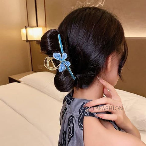 LATAFASHIONS  Butterflyy Metal Hair Claw Clips, Large Golden Decorative Strong Hold Hair Clamps, Elegant Non Slip Hair Clamps Stylish Hair Clutch for Women Girls