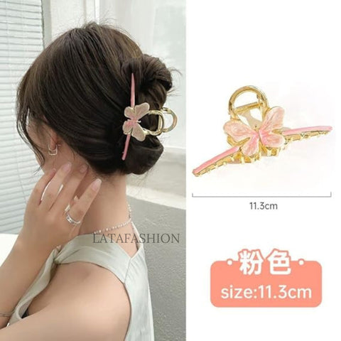 LATAFASHIONS  Butterflyy Metal Hair Claw Clips, Large Golden Decorative Strong Hold Hair Clamps, Elegant Non Slip Hair Clamps Stylish Hair Clutch for Women Girls