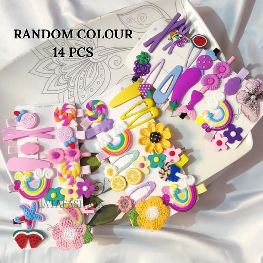 LATAFASHIONS Cute Korean hair pins best for kids **14PIC RANDOM COLORR **