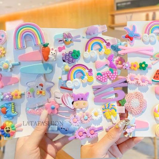 LATAFASHIONS Cute Korean hair pins best for kids **14PIC RANDOM COLORR **