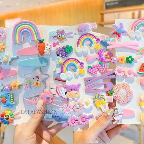 LATAFASHIONS Cute Korean hair pins best for kids **14PIC RANDOM COLORR **