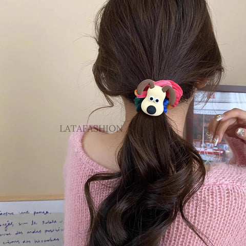 Cartoon Character Hair Accessories – Stretchy Rubber Bands (4 Pcs)