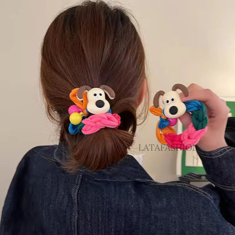 Cartoon Character Hair Accessories – Stretchy Rubber Bands (4 Pcs)