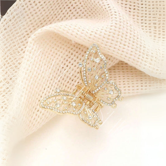 1pc Butterfly Tassel Hair Clip, Hollow Out Pearl & Rhinestone Decor, Hair Claw, Chic Hair Accessory Accessories Golden Clor Pack of 1