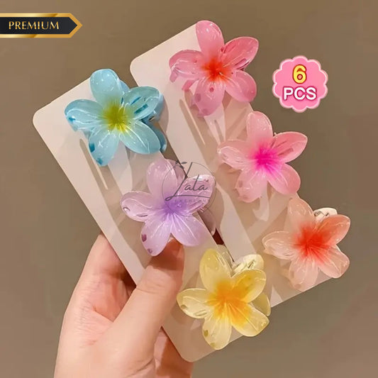 LATAFASHIONS Medium Size Floral Juttu Pinu Hair Clips for Girls (Multicolor, 6 Pcs)