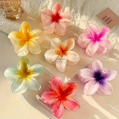 LATAFASHIONS Glossy Flower Jada Klipu Hair Accessory Pack for Women (6 Pcs)
