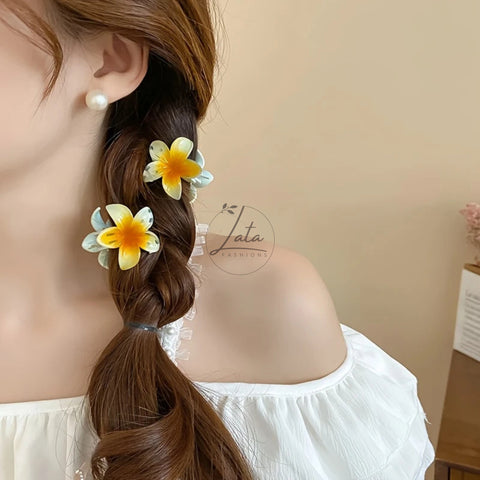 LATAFASHIONS Glossy Flower Jada Klipu Hair Accessory Pack for Women (6 Pcs)