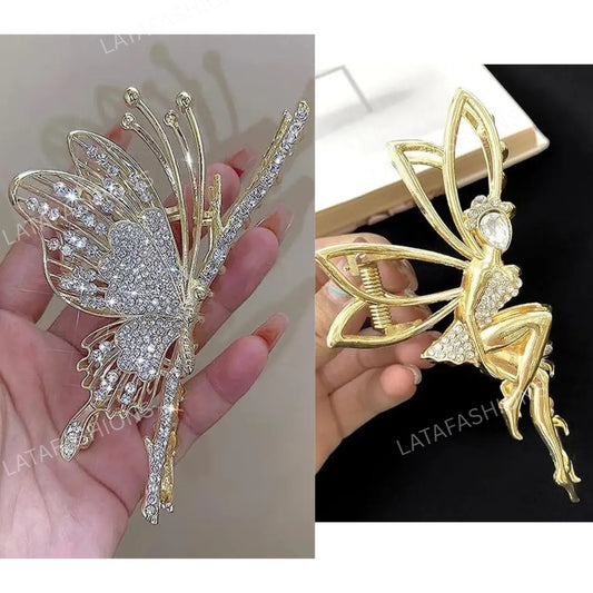 Elegannt Butterfly & Fairy Combo Pack of 2 Hair Clips - Stylish Women's Hair Accessories