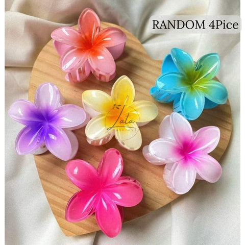 LATAFASHIONS Colorful Flower Hair Clips - Best Selling Random 4-Pack Large Size