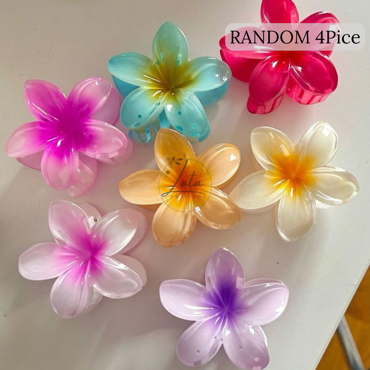 LATAFASHIONS Trendy Floral Hair Accessories - Best Selling 4 Piece Set Large Size