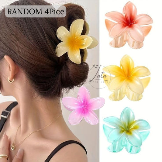 LATAFASHIONS Elegant Frangipani Hair Clips - Best Selling 4 Random Pieces Large Size