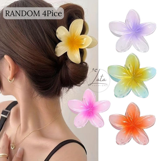 LATAFASHIONS Chic Tropical Flower Hair Clips - Best Selling 4 Piece Bundle Large Size