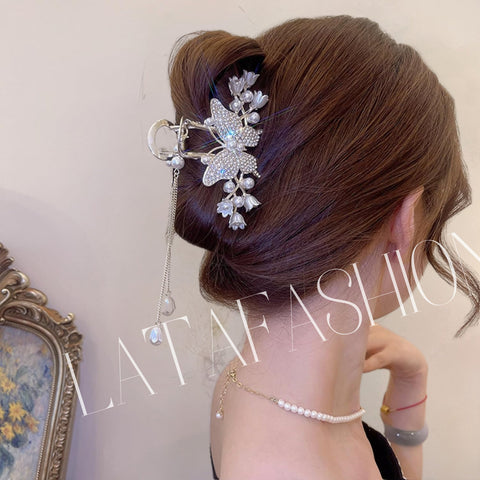 "Latafashion Butterflyy Rhinestone Hair Claw" Pack of 1